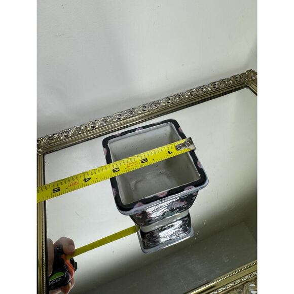 SMALL SQUARE PLANTER, Famille Nori Style Butterfly Square Footed Planter, Succul - Picture 5 of 8